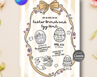 Easter Brunch Invitations Printed, Wildflower Easter Invitations, Easter Egg Hunt Invitation, Boho Floral Easter Bunny, Easter Brunch Invite