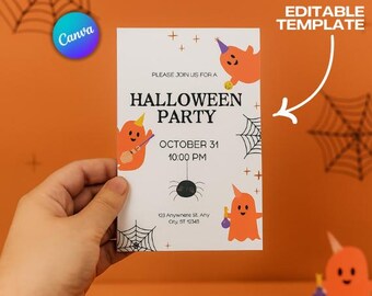 Volante editable para fiesta de Halloween, temática espeluznante (PDF)