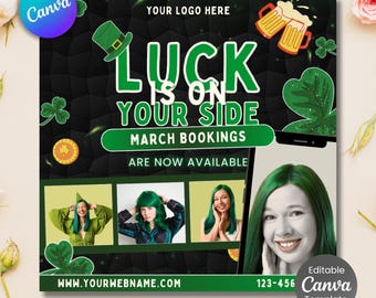St. Patrick's Day March Booking Flyer Template (Digital Download)