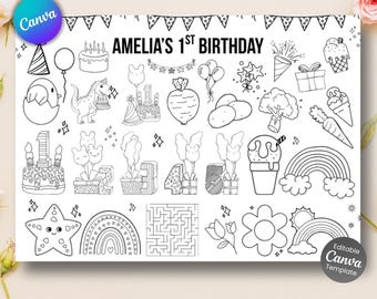 Rainbow Birthday Activity Sheet | Coloring Page, Party Favor (Digital Download)