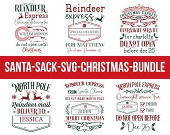 Santa Sack SVG Bundle, Christmas Gift Sack Designs (Digital Files)