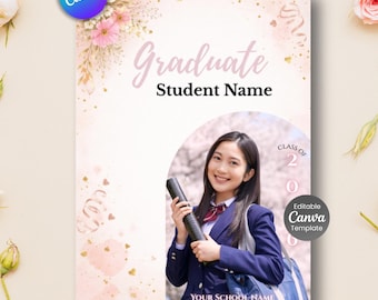 Wildflower Graduation Invitation, Boho Floral Grad Announcement, Class of 2026 (Digital Download)