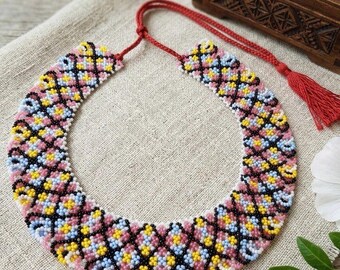 Perlen Ukrainische Halskette Silyanka | Handgefertigte Perlenarbeit Choker | Traditionellen ethnischen Schmuck