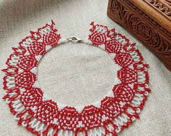 Ukrainische Perlen Choker | Traditionelle Sylanka Halskette | Handgefertigter Perlenkragen | Ethnische Schmuck