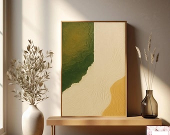Green Abstract Wall Art, Printable Textured Art Print, Minimal Modern Green and White Artwork, Digital Wall Decor for Living Room, Art Print