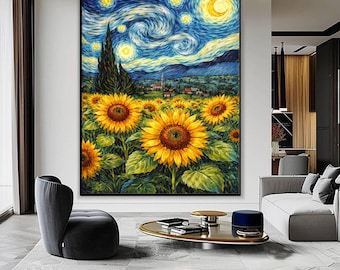 ゴッホのひまわり畑のキャンバスプリント：印象派の風景画 - Etsy 日本