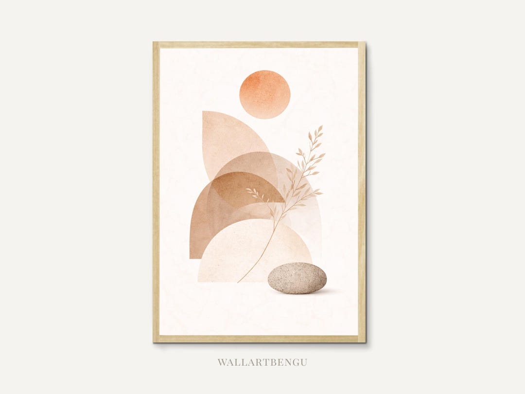 Japandi Abstract Wall Art Printable, Neutral Minimalist Poster, Beige ...