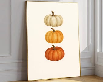 Kürbis Druck Herbst Dekor, Kürbis druckbare Wandkunst, Kürbis Aquarell Malerei, Herbst Wandkunst, Rustikaler Herbst Druck, Herbst Bauernhaus