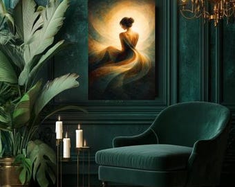 Elegant Abstract Woman Art, Feminine Silhouette Wall Art, Modern Minimal Figure Artwork, Calm Contemporary Decor