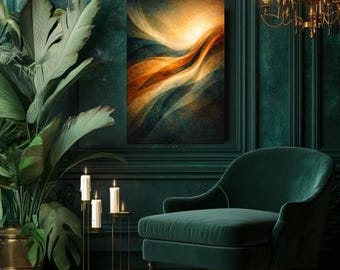 Arte murale astratta con onde, stampa astratta moderna e neutra, elegante decorazione murale contemporanea, opera d'arte astratta nei toni della terra, download digitale