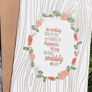 Tarjeta de felicitación del día de la boda del grano de madera rústica