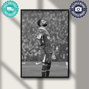 Mo Salah Poster, Football Print, Soccer Canvas, Sports Wall Art, Motivational Sports Poster, Vintage Football Art, Sports Decor