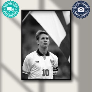 Gary Lineker Poster, Football Print, Soccer Canvas, Sports Wall Art, Motivational Sports Poster, Vintage Football Art, Sports Decor