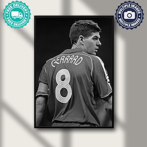 Steven Gerrard Poster, Football Print, Soccer Canvas, Sports Wall Art, Motivational Sports Poster, Vintage Football Art, Sports Decor