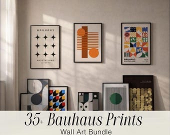 Bauhaus Prints Wall Art Set Mid Century Modern Geometric Print Bundle