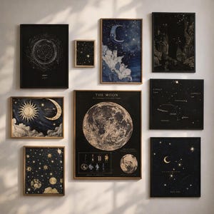 Kit de collage celestial: impresiones vintage de astronomía y academia oscura (descarga digital)