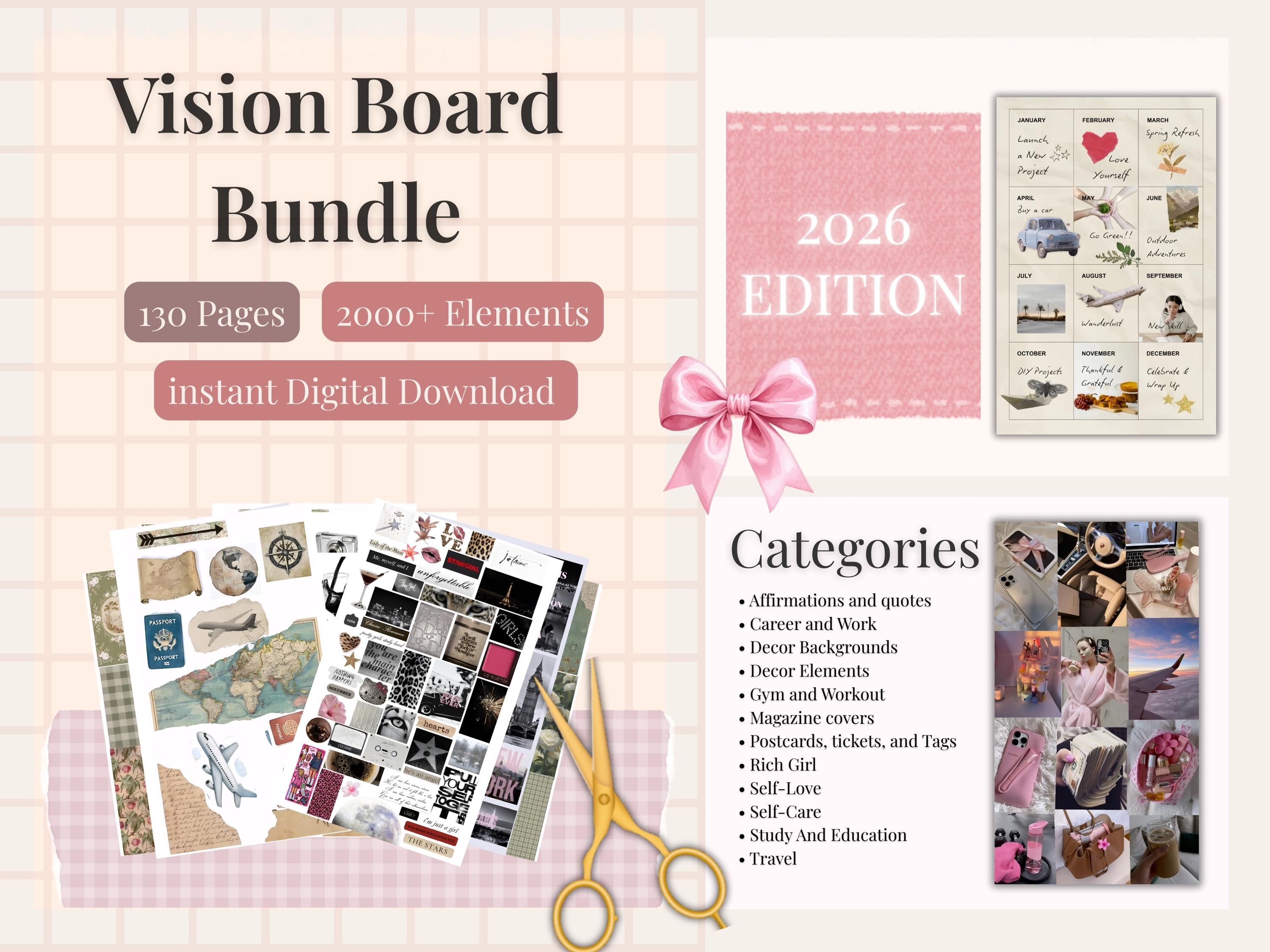 Vision Board Kit Printables 2026 Vision Board for Women Template ...