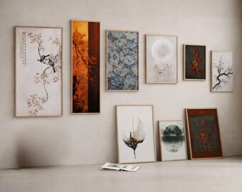 Galería de arte botánico asiático con impresiones florales japonesas para pared (más de 100)