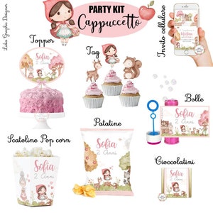 PARTY KIT CAPPUCCETTO, nascita, battesimo, compleanno, comunione, cresima, bambini, cioccolatini, segnalibro con matite piantabili, rosso
