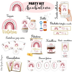 PARTY KIT arcobaleno, party kit battesimo, party kit compleanno,  arcobaleno bomboniera, cioccolatini arcobaleno,  festa di compleanno