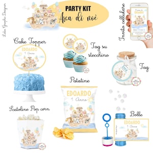 PARTY KIT ARCA di noè, nascita, battesimo, compleanno, comunione, bomboniere, cioccolatini, segnalibro, invito digitale, confetti, bambini