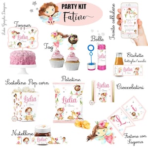 PARTY KIT fata del bosco, nascita, compleanno, battesimo, bambina, cioccolatini, confettata, segnalibri, invito, principessa, unicorno, rosa