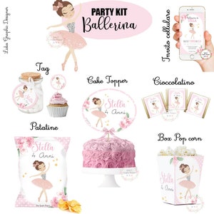 PARTY KIT BALLERINA, compleanno, battesimo, 2 anno, 3 anni, 4 anni, bambina, cioccolatini, segnalibro piantabile, invito social, bomboniera