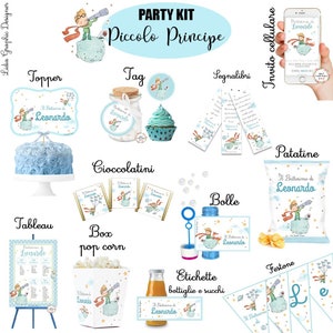 PARTY KIT piccolo principe, festa e cerimonia, party kit stampato, tag confettata, banner, topper torta, tag bomboniere battesimo,bambino