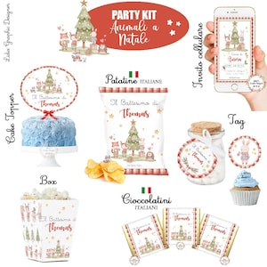 PARTY KIT ANIMALI bosco a natale, nascita, battesimo, compleanno, comunione, cresima, cioccolatini, segnalibro, invito social, confetti