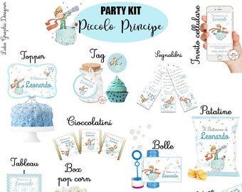 PARTY KIT piccolo principe, festa e cerimonia, party kit stampato, tag confettata, banner, topper torta, tag bomboniere battesimo,bambino