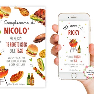 Invito festa PIC NIC al parco, bbq, Barbecue, grigliata, papà, birra, primo compleanno, 2 anni, 18 anni, 20 anni, 30 anni, 40 anni, 50 anni