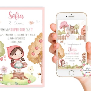 Invito festa CAPPUCCETTO rosso, Nascita, Battesimo, Compleanno, cioccolatini, bambini, segnalibri, party kit cappuccetto, tag confetti, lupo