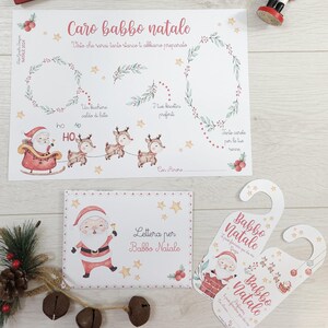 Kit Lettera e tovaglietta colazione caro babbo natale, Idea regalo natale, tag porta, cioccolatini natale, attestato babbo natale, bambini