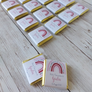 CIOCCOLATINI ARCOBALENO Rosa e fiori, nascita, battesimo, compleanno, cioccolatini segnaposto, bambini, bomboniera, party kit arcobaleno
