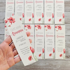 Segnalibro BOMBONIERA festa di LAUREA tema PAPAVERO, segnaposto ecologico, confetti laurea, cioccolatini laurea, matita piantabile, farmacia