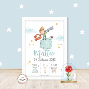 Quadretto nascita PICCOLO PRINCIPE, regalo per la nascita, quadretto battesimo, personalizzabile, bambini, rosa, celeste, è nato, regalo