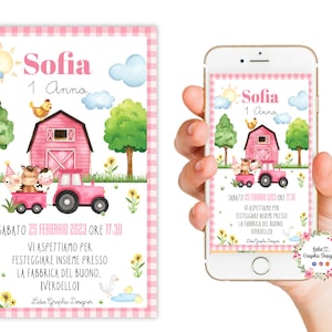 INVITO digitale FATTORIA, invito festa di compleanno, bambino, animali della fattoria, party kit fattoria, cioccolatini, bomboniera