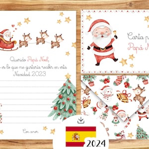 Kit de cartas de Papá Noel, "Querido Papá Noel", archivo digital, mantel individual para el desayuno navideño, marcador de mesa navideño, bombones, Navidad 2024