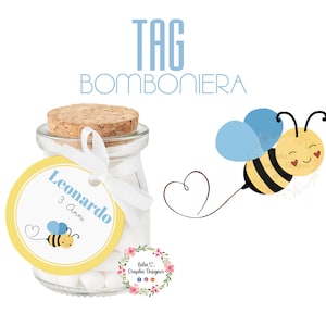 Bigliettino per Bomboniera, API con FIORI, margherita, nascita, compleanno, battesimo, comunione, cresima, bambini, segnalibro, miele
