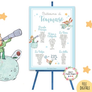 TABLEAU piccolo principe, battesimo, compleanno, comunione, cresima, segnatavolo, segnaposto, decorazioni battesimo
