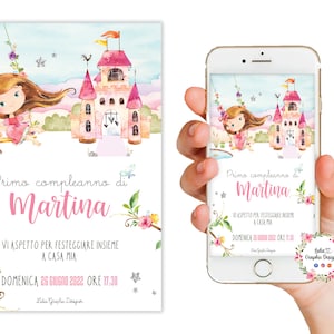 Invito digitale PRINCIPESSA o FATINE dei boschi, battesimo, compleanno, comunione, bambina, 1 anno, 2 anni, 3 anni, 4 anni, invito festa