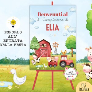 TABLEAU benvenuto FATTORIA, battesimo, compleanno, comunione, cresima, segnalibri, animali fattoria, party kit fattoria, decorazioni festa