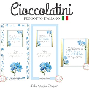 Cioccolatini segnaposto fiore NON ti SCORDAR di me, battesimo, compleanno, comunione, cresima, anniversario, bomboniere confetti nozze, tag