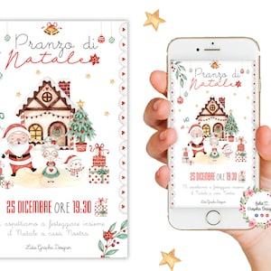 Invito PRANZO di NATALE, babbo natale, Nascita, Battesimo, compleanno, comunione, cresima, bambini, party kit, schiaccianoci, natale 2024