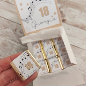 Cioccolatini tema MUSICA o note musicali, 18 anni, 20 anni, 30 anni, 40 anni, 50 anni, 60 anni, 70 anni, oro, argento, anniversario, bambini