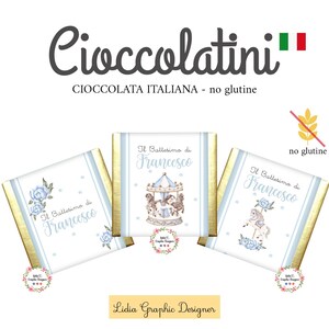 CIOCCOLATINI CAROSELLO, nascita, battesimo, compleanno, personalizzati, segnaposto, bambini, bomboniera, party kit carosello, cavalli, blu