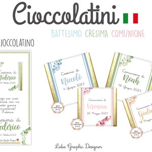 Cioccolatini personalizzati COMUNIONE, CRESIMA, cioccolatini segnaposto, bomboniera, tag , Partecipazioni, segnaposto ospiti, bambino