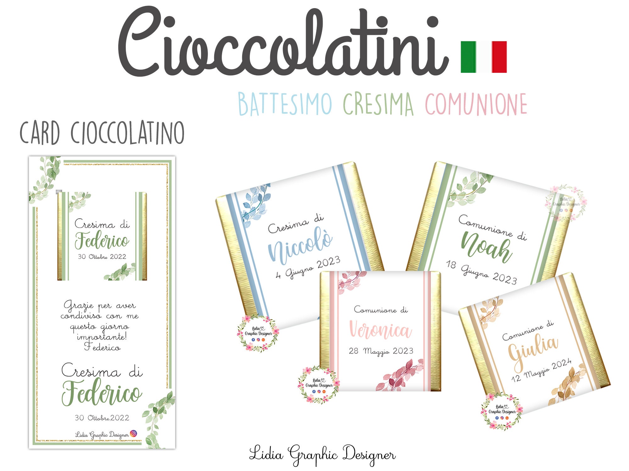 cioccolatini segnaposto personalizzati - Feste - Bomboniere - di