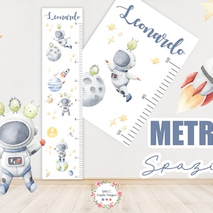 Metro crescita SPAZIO con ASTRONAUTA e STELLE,  decorazioni cama bambini, crescita bambini, carte prime tappe, ufo, regalo per bambini