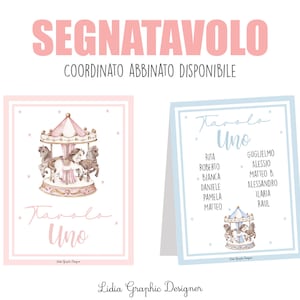 SEGNATAVOLO CAROSELLO con cavalli, segnaposti personalizzati, nascita, battesimo, compleanno, comunione, cresima, party kit, cioccolatini